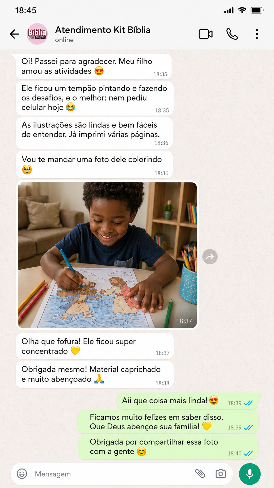 Depoimento de cliente no WhatsApp